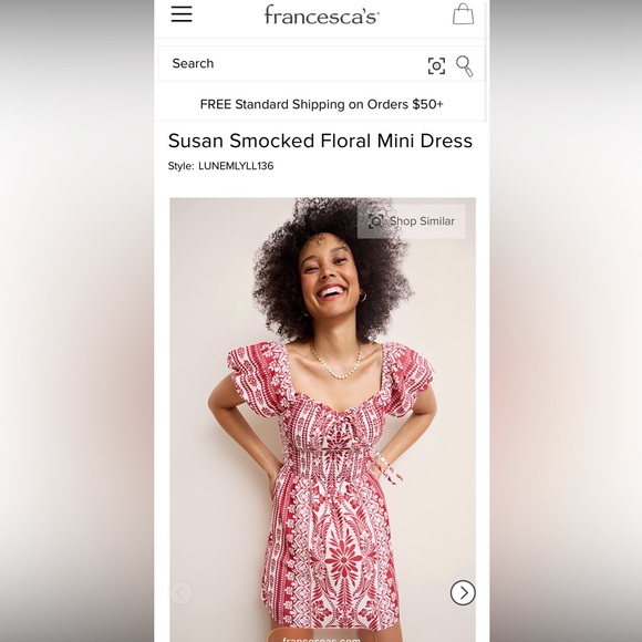 Francesca's Collections Rust Floral Patterned Mini Dress - Picture 2 of 5